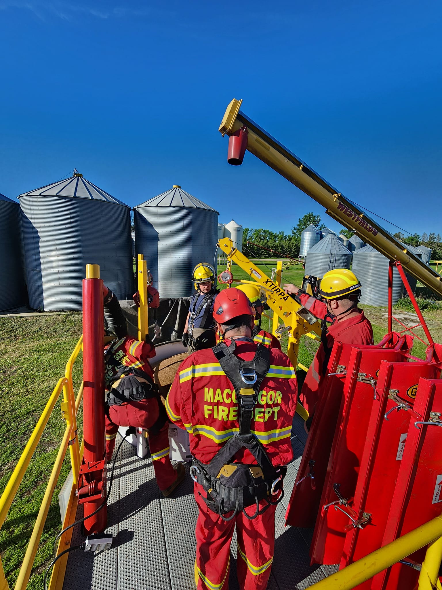 Firefighters train for rescue from horrific grain bin entrapment